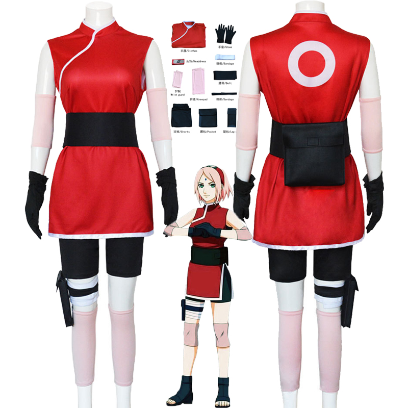 Anime Cosplay Ninja - فستان تنكري لشخصية أنمي تشونو ساكورا،