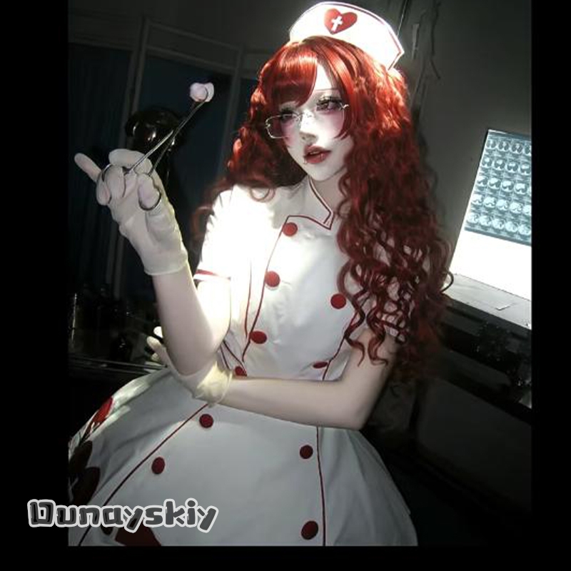 Anime Cosplay Nurse - OHaYo% فستان لوليتا للممرضات من الجلد