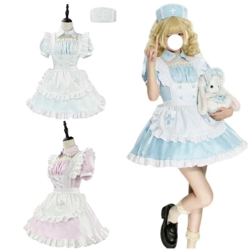 Anime Cosplay Nurse - طقم زي ممرضة أنمي للتنكر، فستان