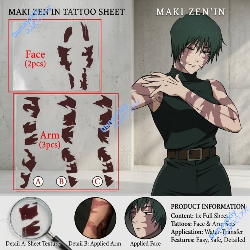ملصقات وشم مؤقتة لشخصية زينين  - مراجعة Anime Cosplay Face وسعره